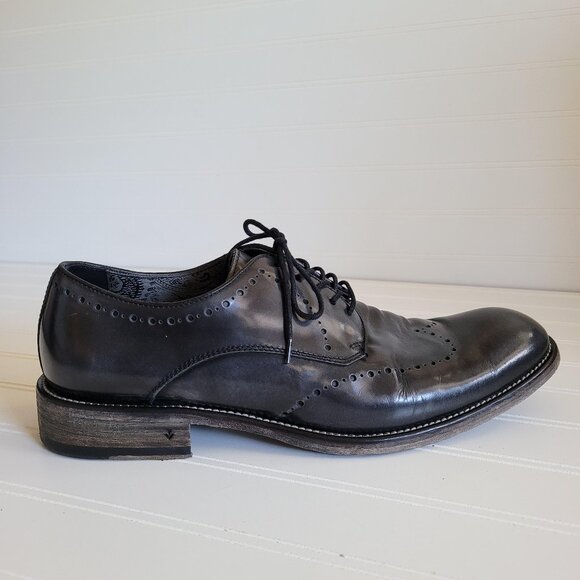 John Varvatos Leather Dress Shoes Wingtip Brogue Oxfords Grey Made in Italy - Picture 1 of 15